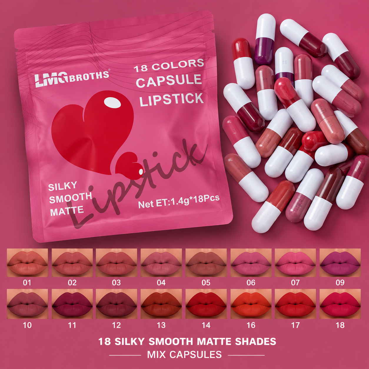 18 colours Mate Lipstick